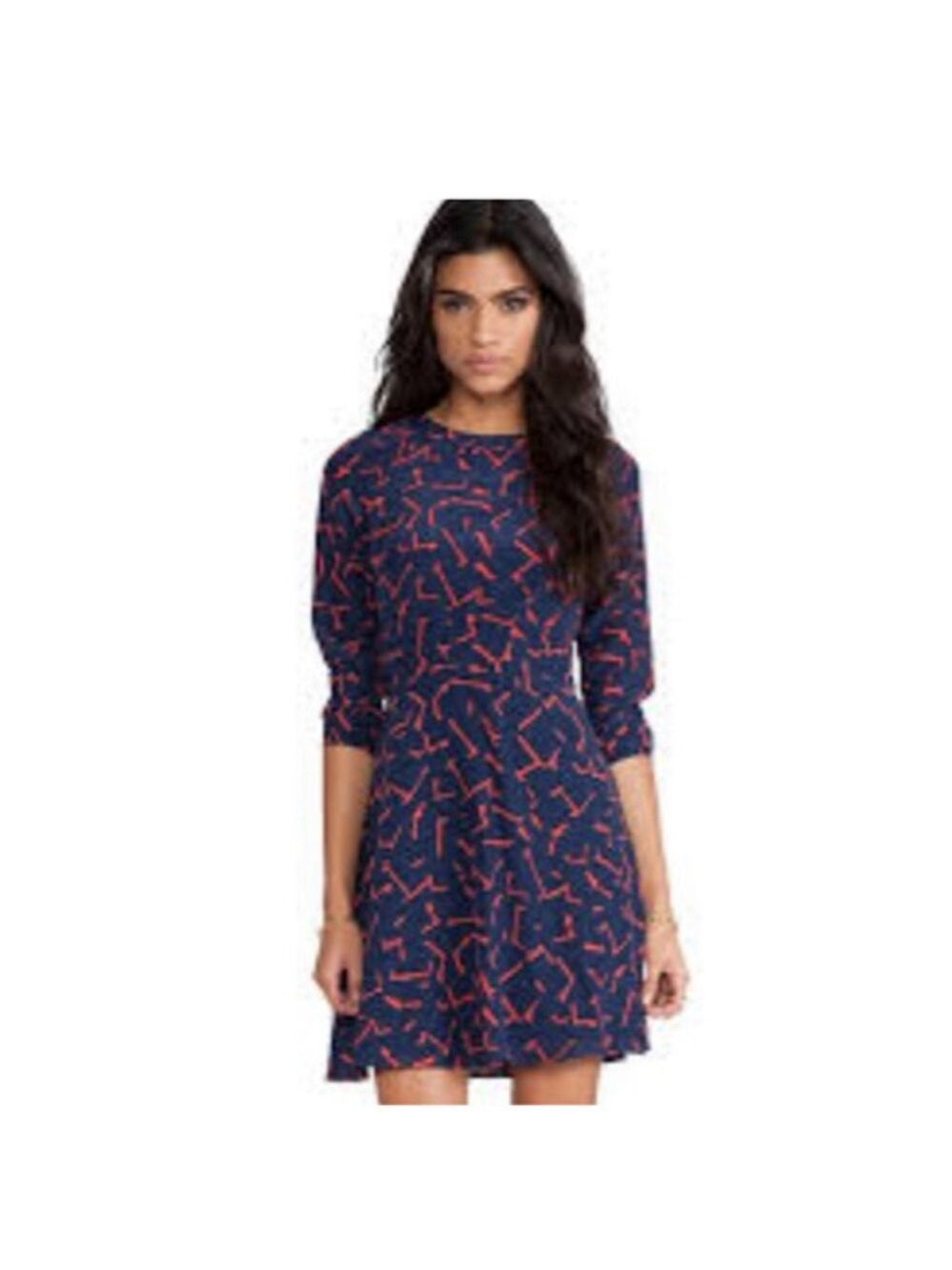 Shoshanna | 100% Silk Printed Carla Dress Modern Red & Navy | Size 0